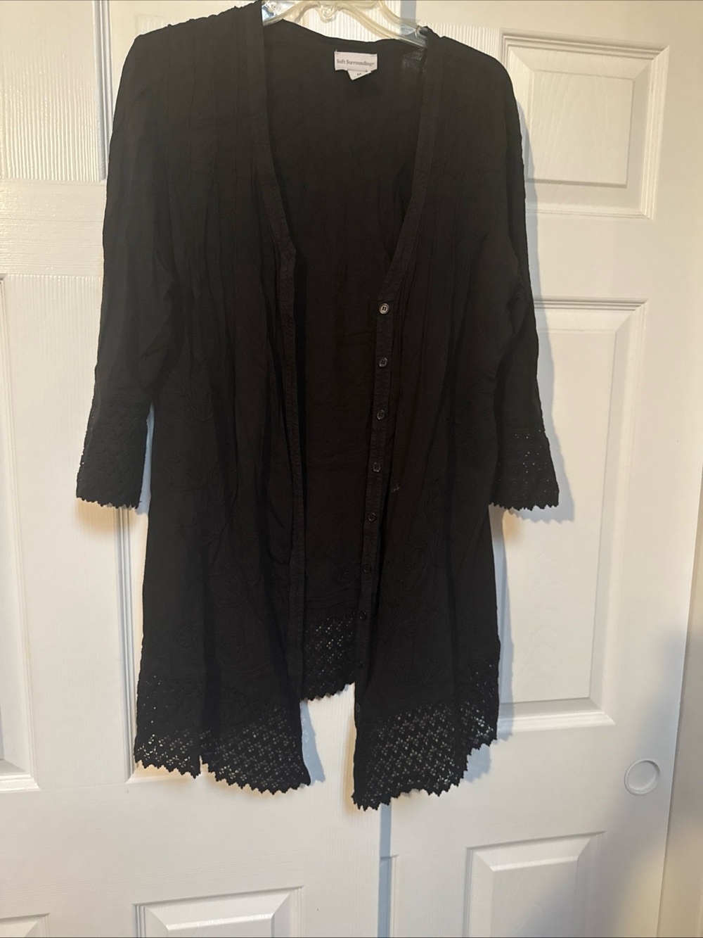 Women’s button up black blouse 3/4 long sleeves